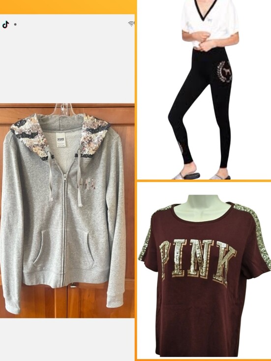 PINK Victoria's Secret Pants - PINK Victoria's Secret Limited Edition Hoodie &Burgundy Tee & Black Leggings Set